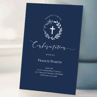 white wreath | Confirmation Invitation