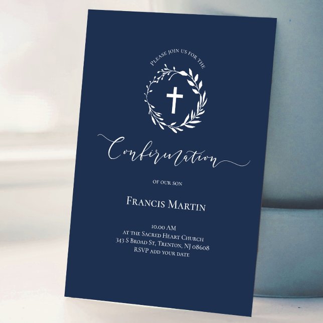 white wreath | Confirmation Invitation (Creator Uploaded)