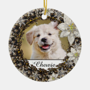 White Wreath Pet Memorial Ceramic Tree Decoration