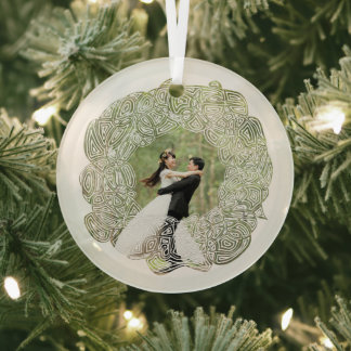 White Wreath Photo Glass Tree Decoration