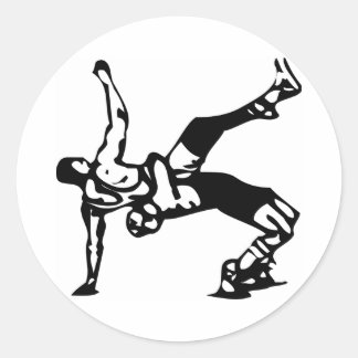 White Wrestling Classic Round Sticker