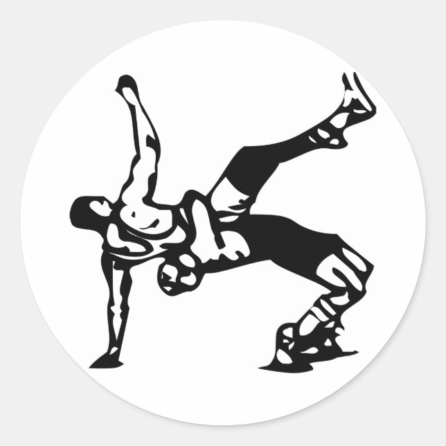 White Wrestling Classic Round Sticker (Front)