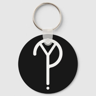 White Y? Symbol Key Ring