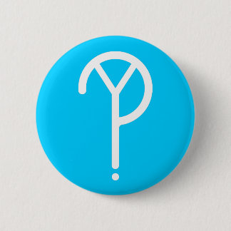 White Y? Symbol- On Blue 6 Cm Round Badge