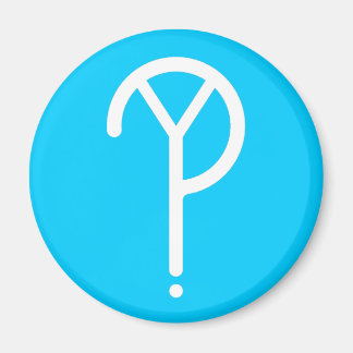 White Y? Symbol- On Blue Magnet