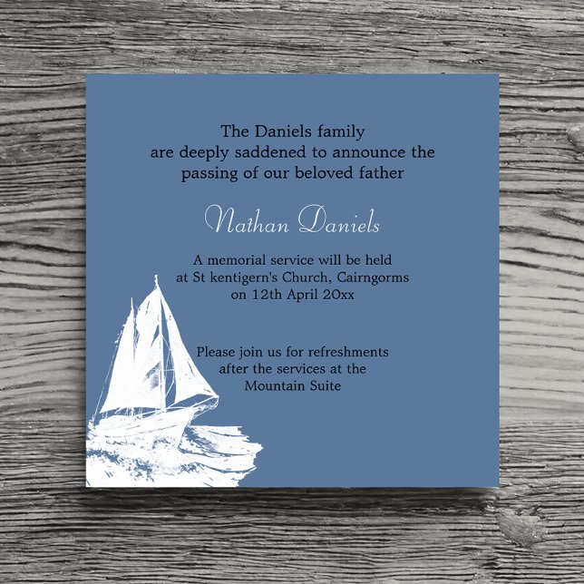 White Yacht Funeral Announcement Card (Creator Uploaded)