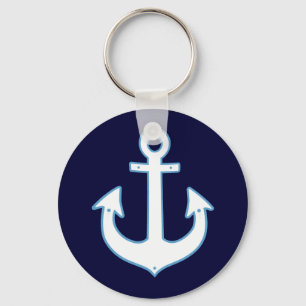 white yachting nautical anchor key ring