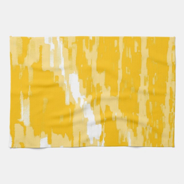 White, Yellow Abstract Art Retro Kitchen Towel (Horizontal)