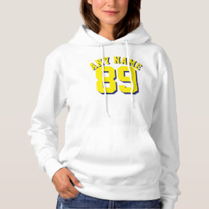 White & Yellow Adults Sports Jersey Design Hoodie