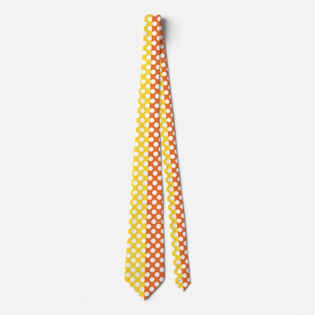 White, Yellow and Orange Polka Dot Tie (Front)