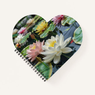 White, yellow blooming lotus notebook