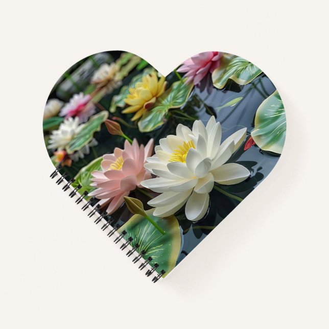 White, yellow blooming lotus notebook (Front)