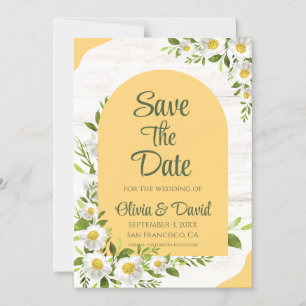 White Yellow Boho Floral Wedding Magnetic Invitation