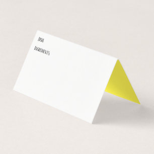 White & Yellow Buffet Table Recipe Tent Cards