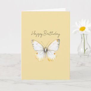 White Yellow Butterfly Birthday Card