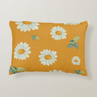 white & yellow centres solid orange background decorative cushion