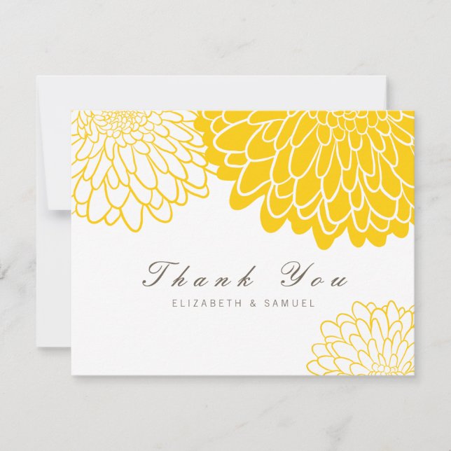 White Yellow Chrysanthemum Wedding Thank You Card (Front)