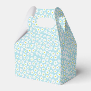 White yellow cyan daisy flower pattern favour box