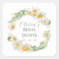 White & Yellow Daffodil Bridal Wedding Shower  Squ