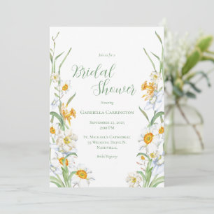 White & Yellow Daffodil Floral Bridal Shower Invitation