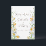 White & Yellow Daffodil Floral Brown Script  Save The Date<br><div class="desc">Pretty yellow and white Daffodil floral border done in soft watercolors are perfect for this spring and summer wedding “Save the Date” wedding reminder. Coordinating brown script and typography. Customise as needed. To customise click the "customise further" link and use the design tool to make changes. Many different paper selections,...</div>