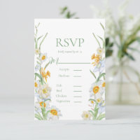 White & Yellow Daffodil Floral Frame Green Wedding