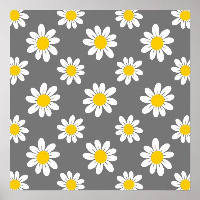 White Yellow Daisies Poster (Front)