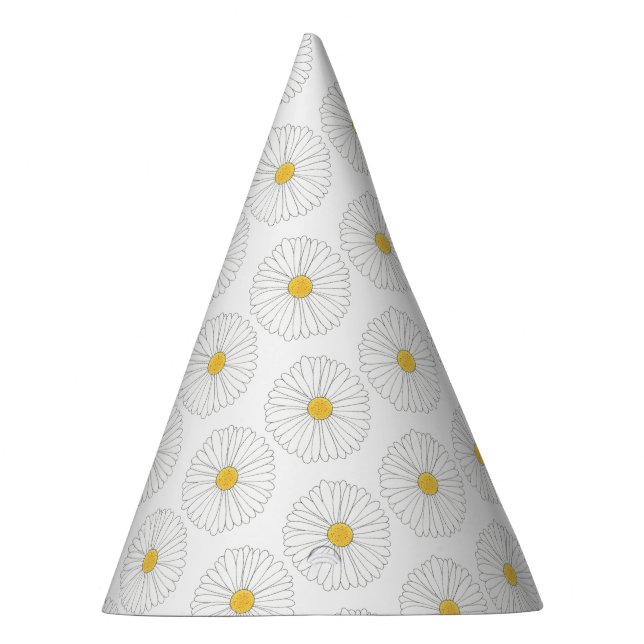 White Yellow Daisy Flower Floral Garden Party Party Hat (Right)