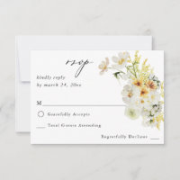 White & Yellow Floral no Meal RSVP