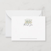 White & Yellow Floral Notecard Thank you
