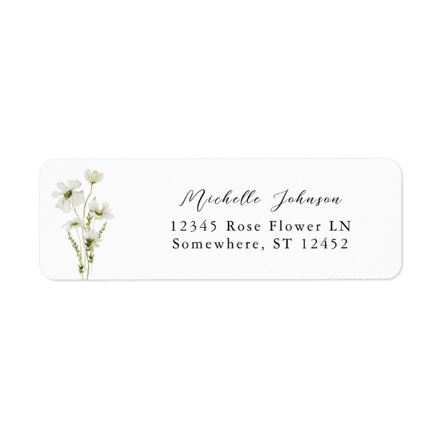 White & Yellow Floral Return Address Label 3 (Front)