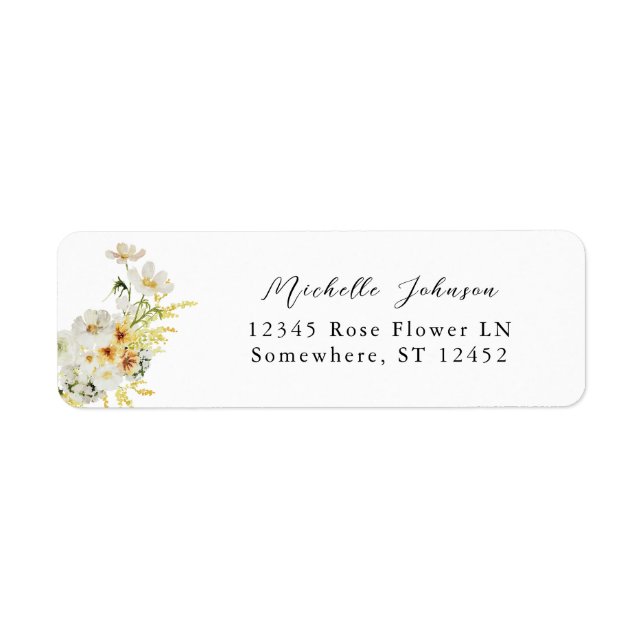 White & Yellow Floral Return Address Label 4 (Front)