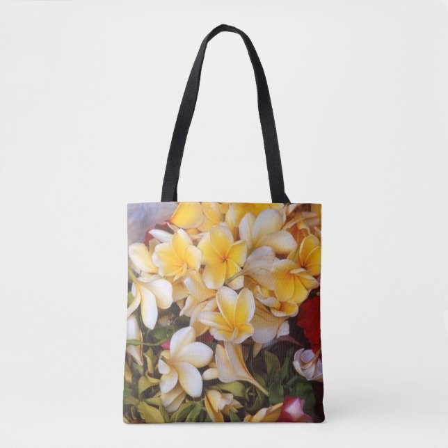 White Yellow Floral Tote Bag (Front)