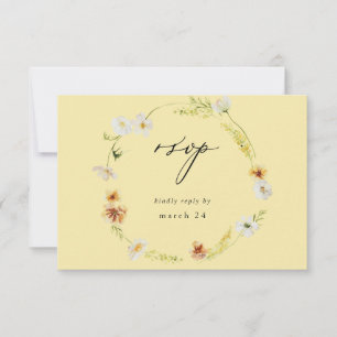 White & Yellow Floral w Meal RSVP - Yellow Card