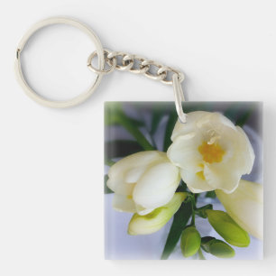white yellow freesia key ring