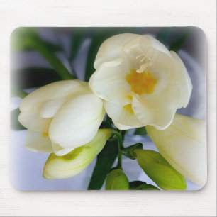white yellow freesia mouse pad