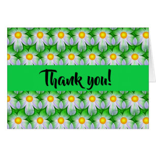 White, Yellow, Green, Floral, Thank You Card