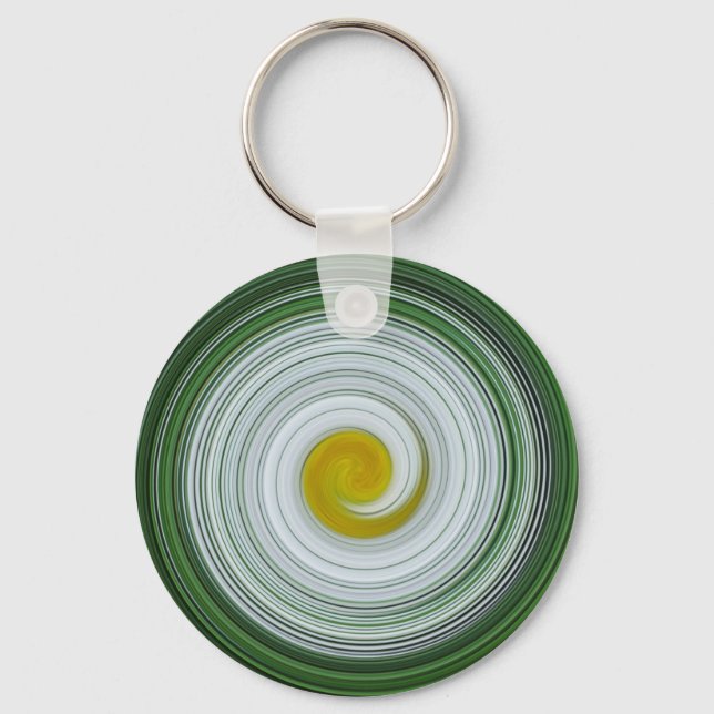 White, yellow, green spiral pattern key ring (Front)