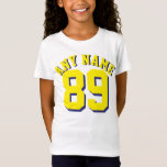 White & Yellow Kids | Sports Jersey Design T-Shirt<br><div class="desc">White & Yellow Kids | Sports Jersey Design • Girls Jersey T-Shirt</div>