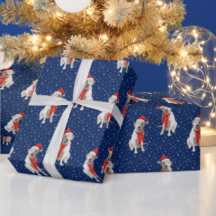 White Yellow Labrador Retriever in Santa Hat Wrapping Paper