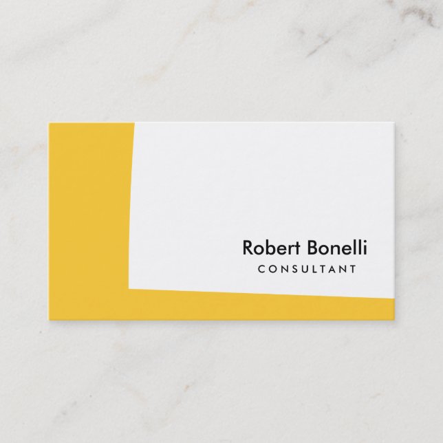 White Yellow Plain Modern Consultant Business Card (Front)
