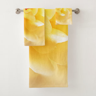 White Yellow Rose Soft Light Colours Bath Towel Set