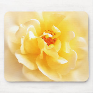 White Yellow Rose Soft Light Colours Mouse Pad