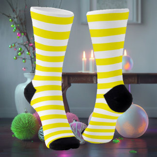 White & Yellow Striped Socks