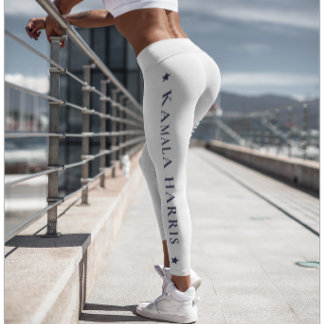 White Yoga Leggings with Kamala Harris print