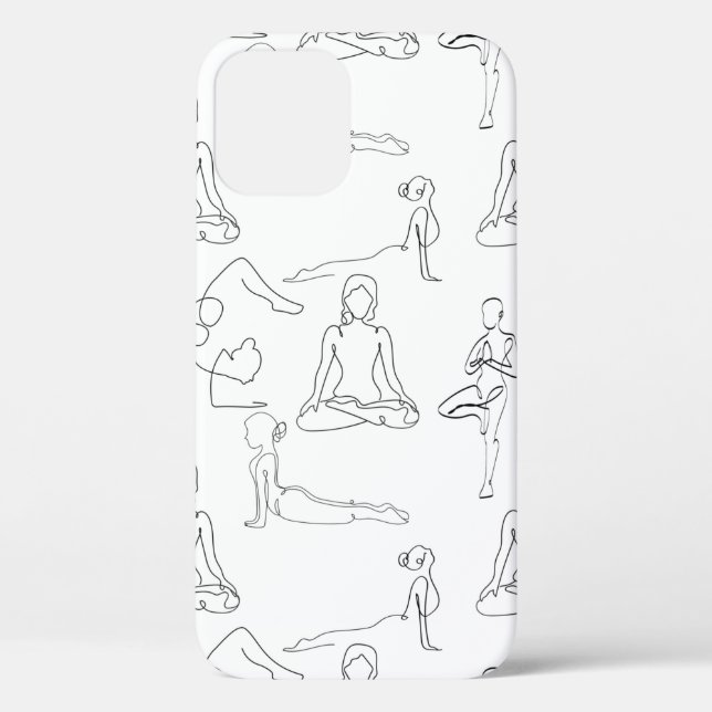 white yoga positions line drawings Case-Mate iPhone case (Back)