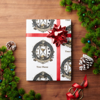 White Yule Hours Hourglass Pattern Wrapping Paper