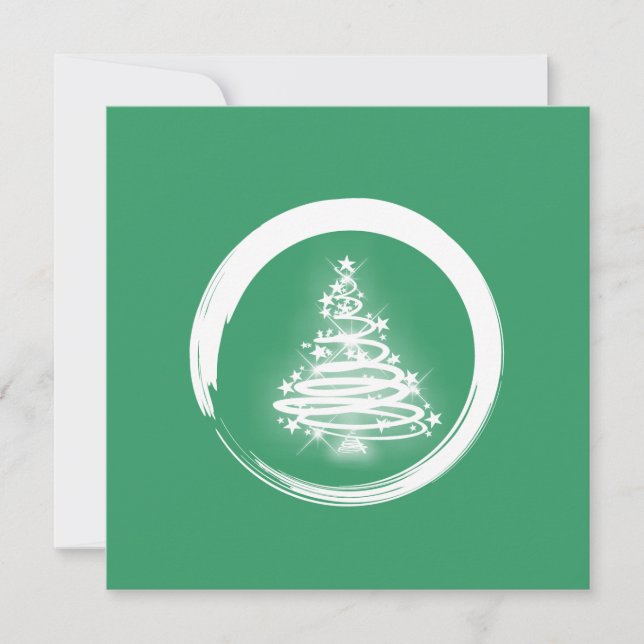 White Zen Christmas Tree Holiday Card (Front)