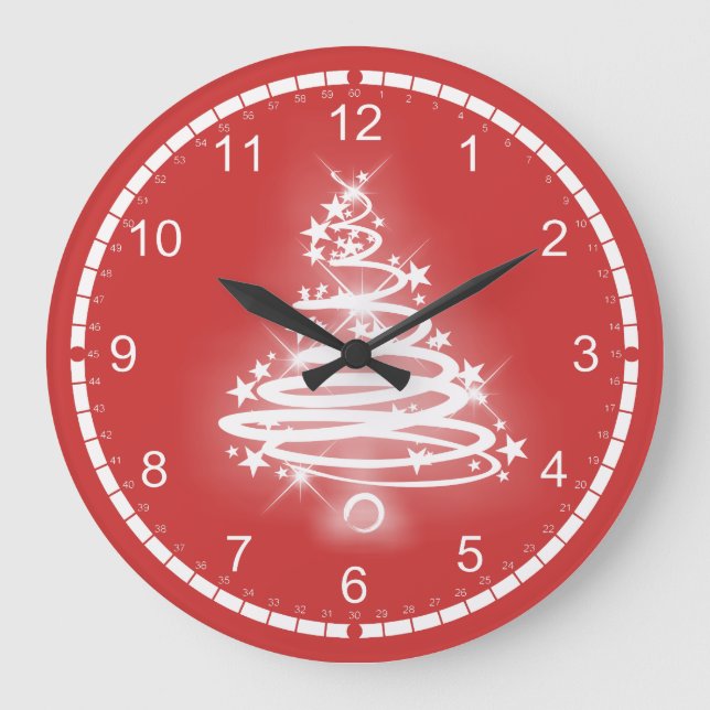 White Zen Christmas Tree Large Clock (Front)