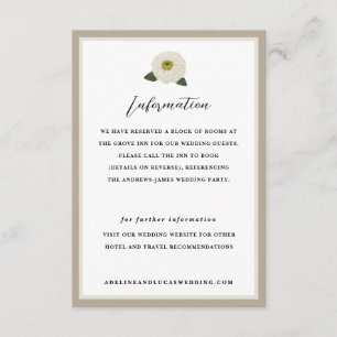 White Zinnia Flower Hotel Information Wedding Enclosure Card